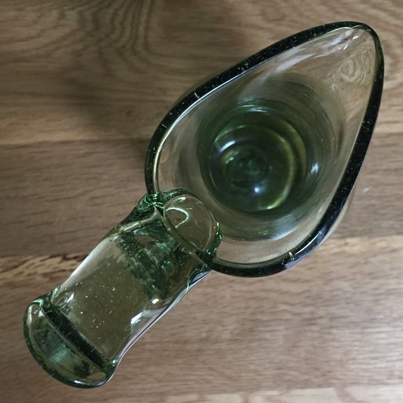 Hand Blown Glass Pitcher Vase Green - Picture 4 of 9